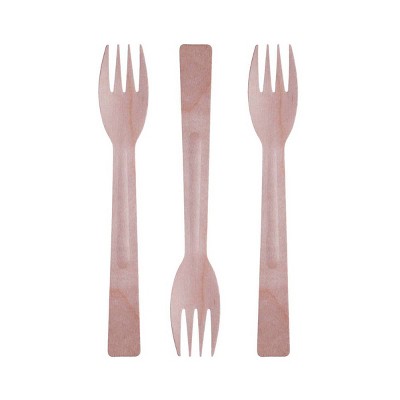 foodstiks Premium Compostable Disposable Wood Cutlery Forks - 24pc
