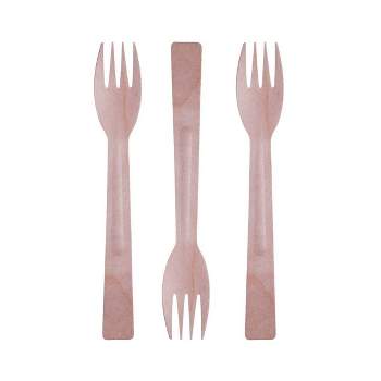 foodstiks Premium Compostable Disposable Wood Cutlery Forks - 24pc