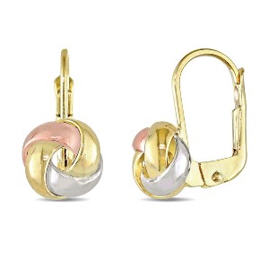 EVERLY JEWELRY | 10k Yellow Gold 3-Tone Knot Earrings - 1 of 4