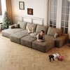 135"Large size modular cloud sofa 6 seats down sofa bed apartment living room sofa ,Camel(Plush Corduroy Fabric) - 2 of 4