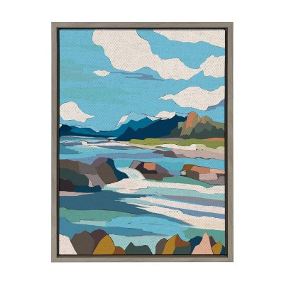 Sylvie Brienz Colorful Landscape Canvas Print with Gray Frame