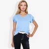 Anna-Kaci Women's Short Sleeve Ruffle V-Neck Blouse Lightweight Comfortable Casual Top - 3 of 4
