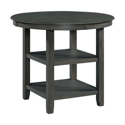 Gray Counter Height Dining Set with Faux Leather Chairs