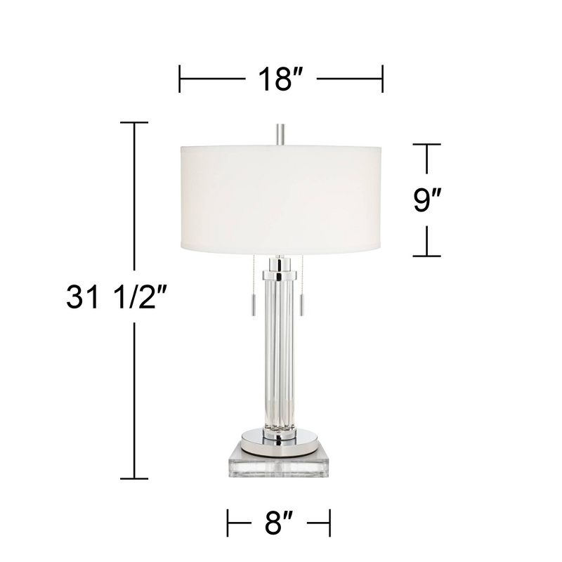 Possini Euro Design Cadence Modern Table Lamp with Square Riser 31 1/2" Tall Glass Column White Shade for Bedroom Living Room Bedside Office Family, 4 of 7