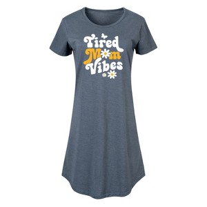 Women's - Instant Message - Vibes Tired Mom Graphic T-shirt Dress - 1 of 4