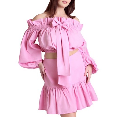 ELOQUII Women's Plus Size Bubble Sleeve Crop Top