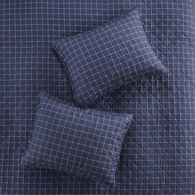 King Green and Navy Reversible Microfiber Quilt Set