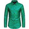 Lars Amadeus Men's Long Sleeves Party Nightclub Patterned Shiny Metallic Shirts - 2 of 4