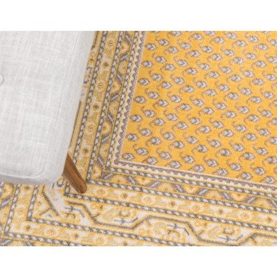Yellow and Gray Rectangular Stain-Resistant Synthetic Area Rug