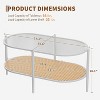 Acekool Oval Glass Coffee Table, Water-Wave Tempered Glass, Rattan Storage Shelf, Boho Farmhouse Metal Frame - 3 of 4