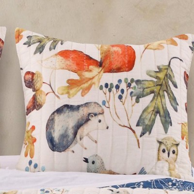 Multicolor Forest Creatures Cotton Polyester Standard Pillow Sham