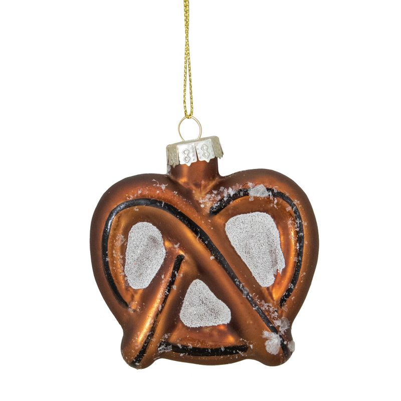 Northlight 2.75" Bronze and White Holiday Collections Salted Pretzel Glass Christmas Ornament, 1 of 5