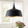Dewdrop Contemporary Black Dome Pendant Light Hanging Lamp with Gold Interior ETL Listed Adjustable Fixture for Kitchen Island Dining Room - 2 of 4