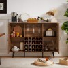 38.2"H Rustic Wood Faux Rattan Storage Cabinet with Square Compartments, Racks, 2 Doors and Removable Shelves, 4Q -ModernLuxe - 3 of 4