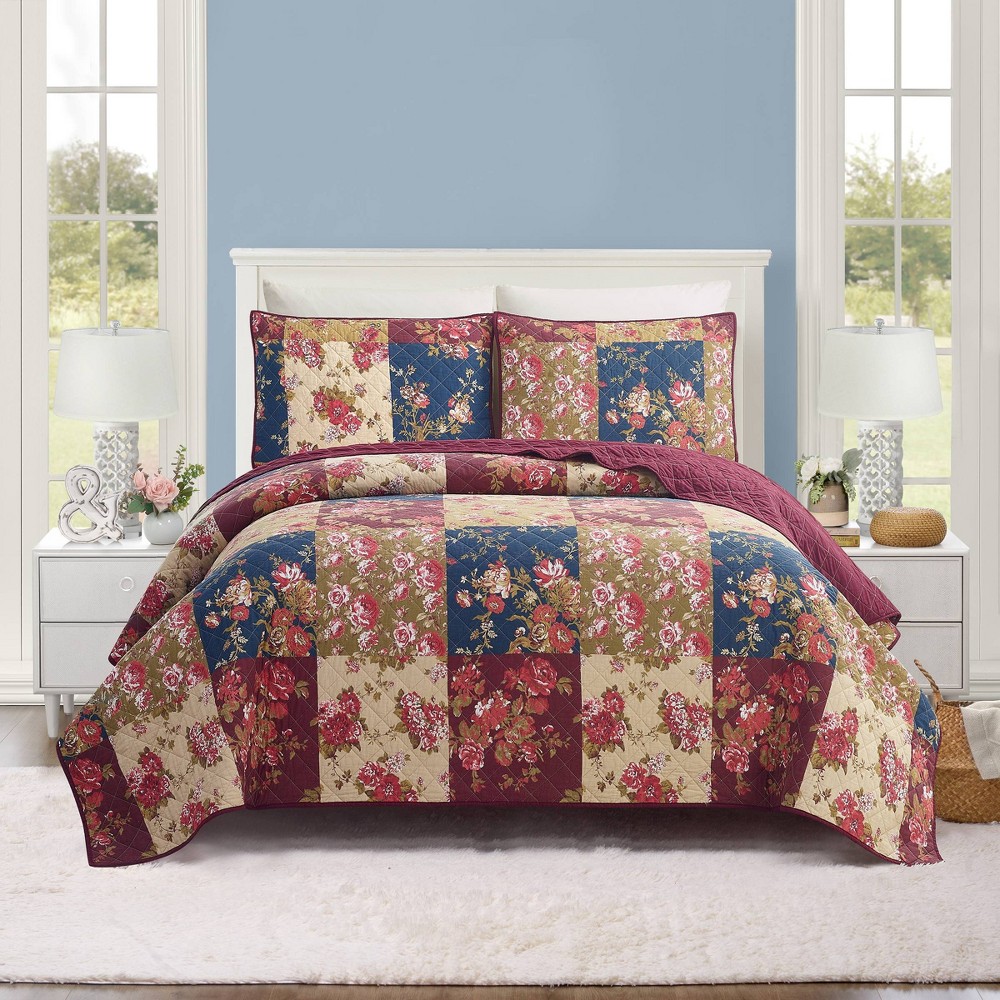 Photos - Bed Linen Modern Heirloom 3pc King Germaine Quilt set Red