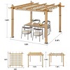 10x10 Ft Outdoor Pergola, Heavy-Duty Aluminum Pergola with with Retractable Canopy, Sun Shade Shelter for Patio Backyard, Grey Frame + Khaki Canopy - 4 of 4