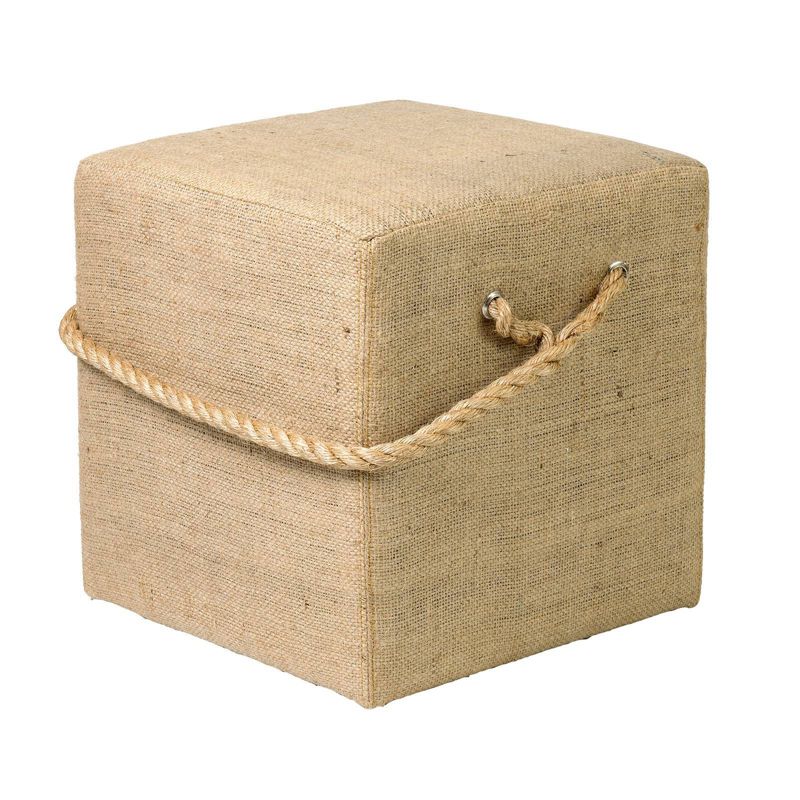 Saanich Traditional Tan Jute Stool White Washed - East at Main, 1 of 7
