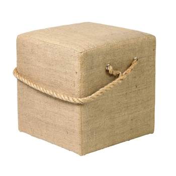 Saanich Traditional Tan Jute Stool White Washed - East at Main