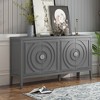 Retro Sideboard door with Circular Groove Design Round Metal Door Handle for Entrance Dinning Room Living Room Gray - 2 of 4