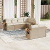 vidaXL 7 Piece Patio Sofa Set with Cushions Beige and Cream Poly Rattan - 2 of 4