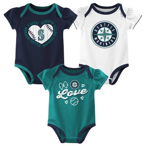MLB Seattle Mariners Infant Girls' 3pk Bodysuit - 1 of 4