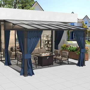 ALAULM Wall Mount Gazebo Outdoor Pergola, Hardtop Lean to Gazebo Canopy Awnings with Sloped Roof and Sturdy Steel Frame, for Patio, Deck, Backyard - 1 of 4