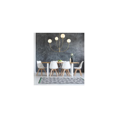 Nyomi 42" Brass and White Glass 4-Light Chandelier