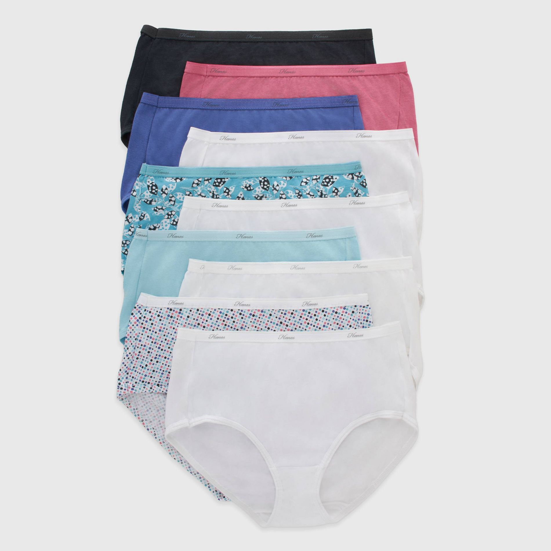 Hanes Women's 10pk Breathable Cotton Briefs- Colors May Vary 9: High Rise Knit Underwear, Solid Pattern