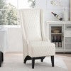 APRILSOUL White Faux Leather High-Back Accent Chair, Comfy High Wingback Chair, Living Room Chair with Soft Padded and Wooden Legs - 3 of 4