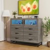 6 Drawer Dresser for Bedroom with LED Lights and Charging Station, Wooden Double Dresser with 2 Shelves & Mental Grid Handle - 4 of 4