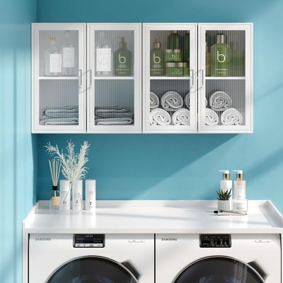 24Inch W 2PK Kitchen Wall Cabinets with 4 Acrylic Glass Doors for Kitchen, Laundry,or Bathroom