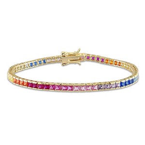 EVERLY JEWELRY | Yellow Plated Sterling Silver 8 ct TGW Multi Color Cubic Zirconia Tennis Bracelet, 7 inch - 1 of 4
