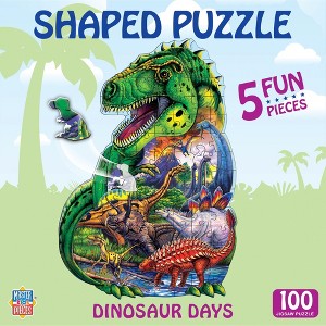 MasterPieces 100 Piece Shaped Jigsaw Puzzle - Dinosaur Days - 14"x19" - 1 of 4