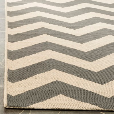 Gray and Beige Chevron Outdoor Runner Rug