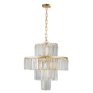 Airsurfer 20" 4-Tier Crystal Chandelier, 12-Light Gold Pendant Light Fixture, Elegant Ceiling Lighting for Living Room, Dining Room, Bedroom - 1 of 4