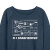 Women's - Star Wars - The Mandalorian N1 Starfighter Lightweight French Terry Wide Neck Long Sleeve Graphic Shirt - 2 of 4