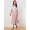 INSPIRE CHIC Women's Floral Elastic Waist Tiered Ruffle Boho Midi Skirts - 3 of 4