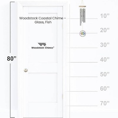 Woodstock Windchimes Coastal Chime Glass, Fish, Wind Chimes For Outside, Wind Chimes For Garden, Patio, and Outdoor Decor, 22"L