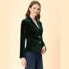 INSPIRE CHIC Women's Notched Lapel Vintage Office Button Front Velvet Blazer - 4 of 4