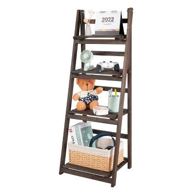 Artloge 4 Tier Ladder Shelf Storage Rack 43" Tall Foldable Corner Bookshelf Heavy Duty Plant Stand for Patio Garden