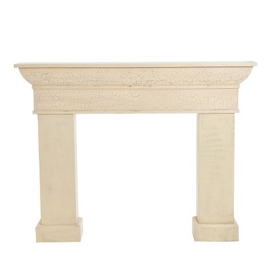 Cream Distressed Fir Wood Wall Mount Fireplace Mantel