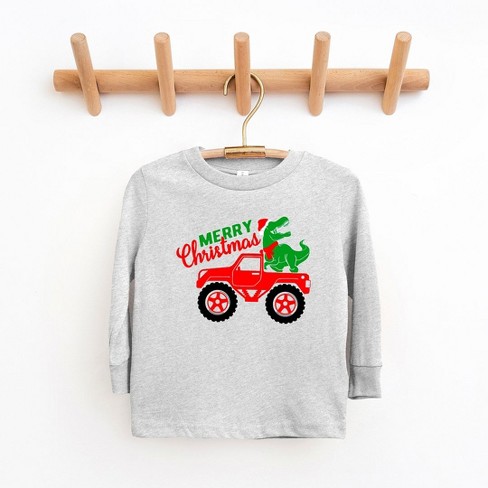 The Juniper Shop Christmas Dino Truck Toddler Long Sleeve Tee - image 1 of 3