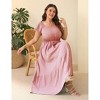 Clearlove Women Plus Size Summer Maxi Dress Short Sleeves High Waist Ruffle Casual Dress with Pockets - 2 of 4