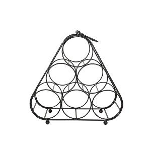 Six Bottle Wine Holder Black Metal by Foreside Home & Garden - 1 of 4