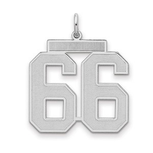 Black Bow Jewelry Sterling Silver, Jersey Collection, Large Number 66 Pendant - 1 of 4