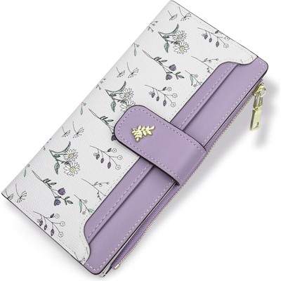 FATMOON Wallet for Women - Cute Long Flower Wallet, Lightweight, & Easy-Use ID Window Cash Purse Multi-Functional Design for Daily Use & Travel