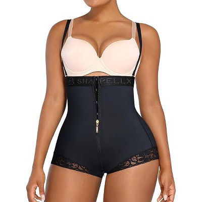 SHAPELLX Shapewear Tummy Control Butt Lifter Panties Faja Body Shaper for Women High Waist Trainer Open Bust Bodysuit—Black 38