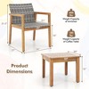 Costway 3 PCS Outdoor Furniture Set, Acacia Wood Frame Sofa Set with Rattan Seat - 3 of 4