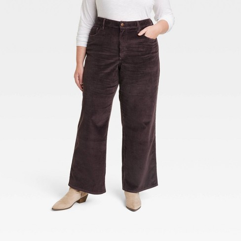 Women's High-rise Corduroy Wide Leg Jeans - Universal Thread™ Brown 18 :  Target