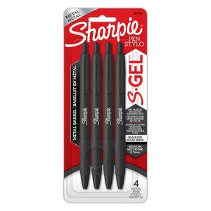 Sharpie S-Gel Black Metal Barrel 4ct Pens 0.7MM Black Ink - 1 of 4